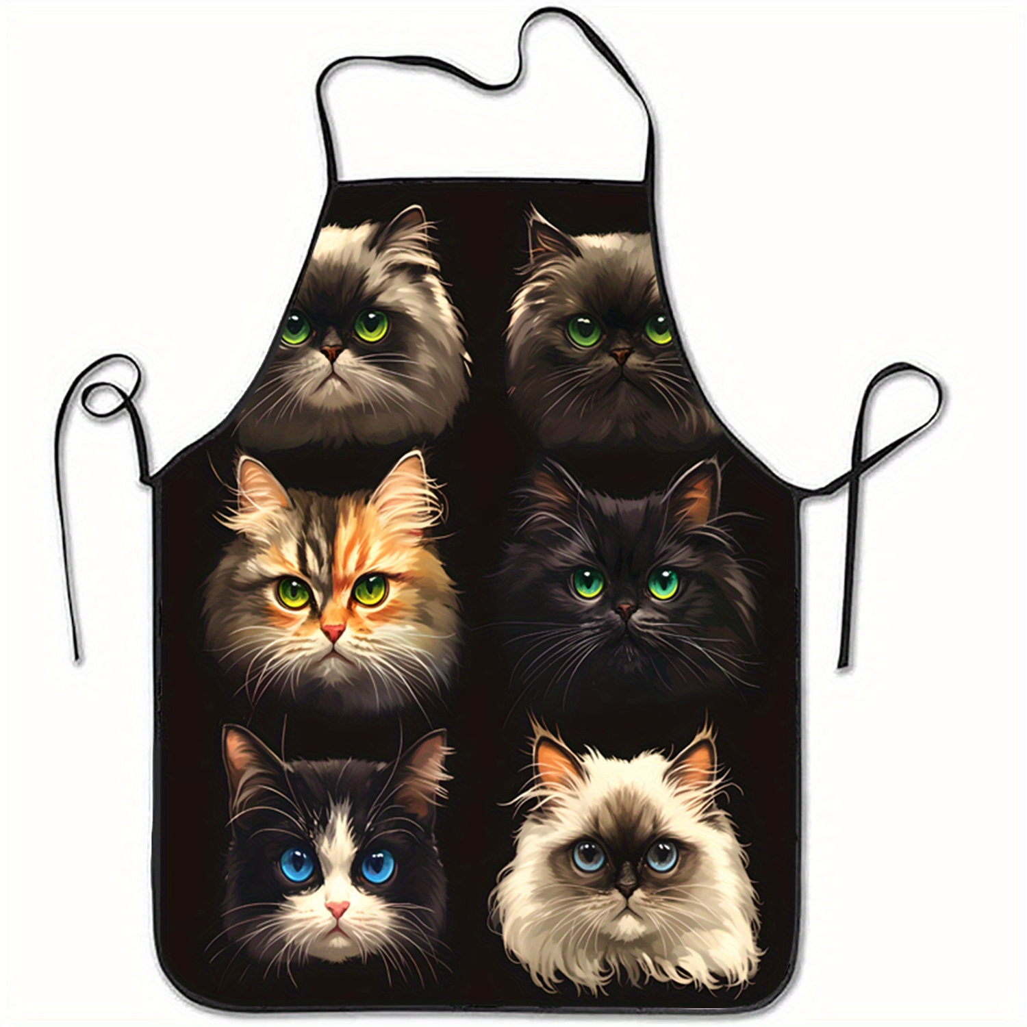 Kitchen Baking Background - Kedi Yüzü Portre Önlüğü Siyah Arka