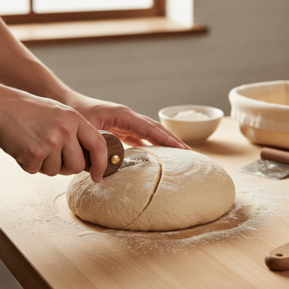 Bread Lame Scoring - Katlanabilir Ahşap Saplı Ekmek Bıçağı, Çıkarılabilir