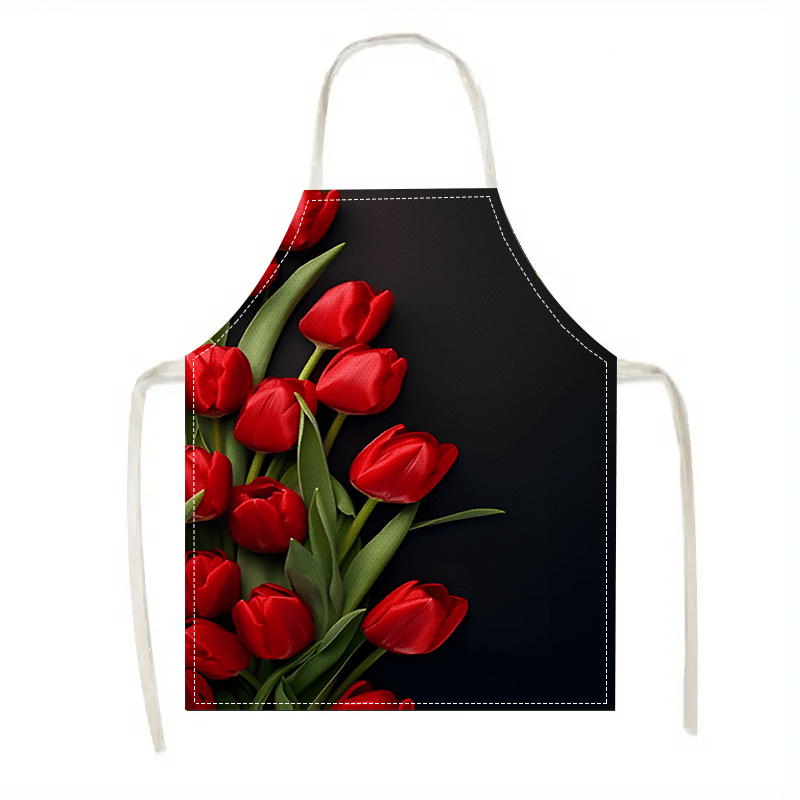 Kitchen Baking Background - 1 adet Kırmızı Lale Çiçeği Siyah