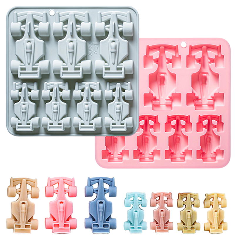 Silicone Cake Mold - 7 Bölmeli Yarış Arabası Silikon Kalıp