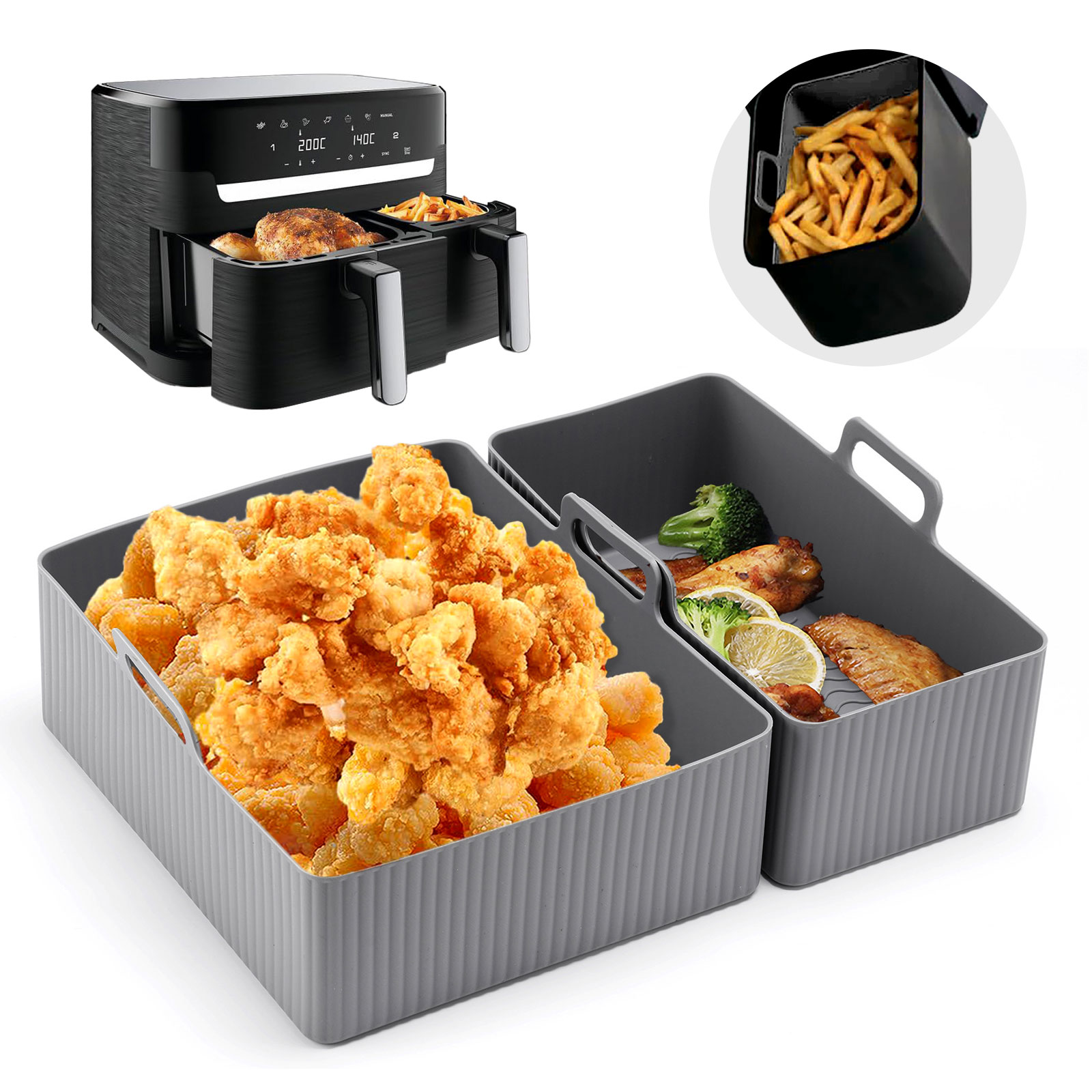 Kitchen Oven Baking Pans - 2 adet Set Silikon Hava Fritöz